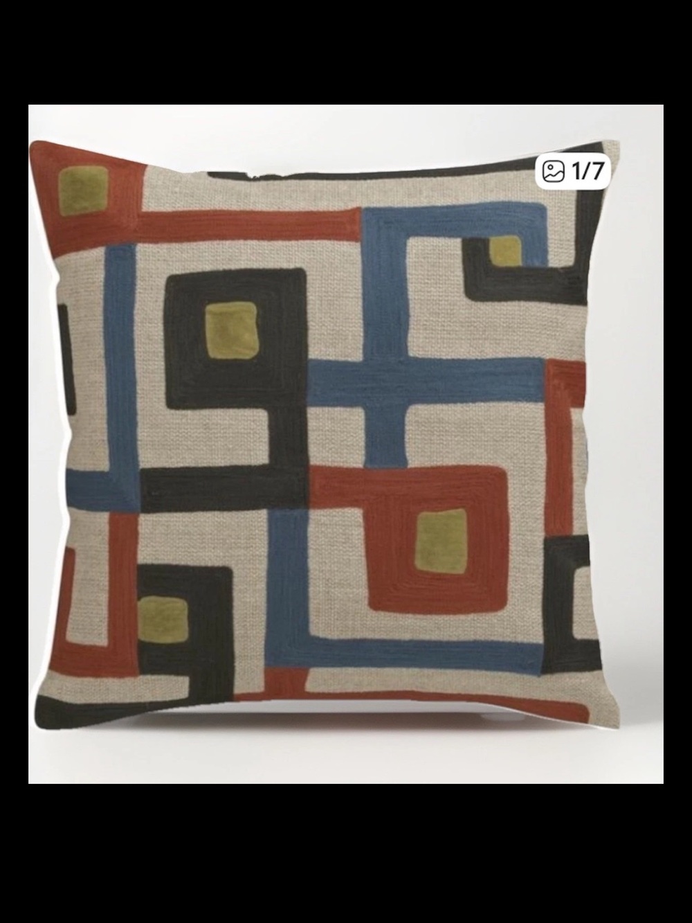 Crate & Barrel Ammara Geometric Linen Cotton Pillow Covers Set of 2 Modern 18x18
